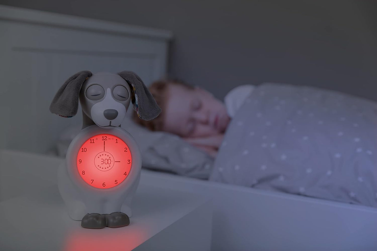 ZAZU Kids Davy Hund - Pädagogischer Wecker & Schlaftrainer für Kinder, LED Kinderwecker, Intelligentes Schlafen & Aufwachen, Mädchen & Jungen (Taupe