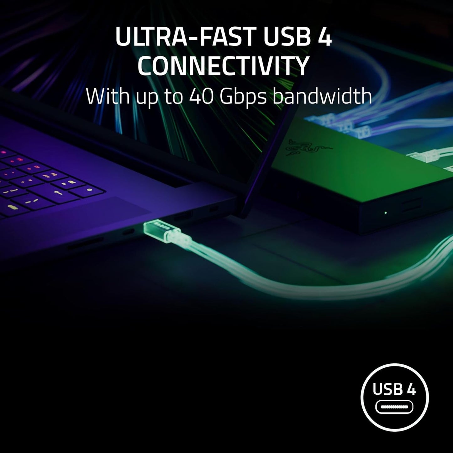 Razer USB 4 Dock - High-Speed Dock for Gaming and Productivity - 14-Port Design - Dual Display Support, Device Charging (3x USB-C, 5x USB-A, HDMI, DisplayPort, Gigabit Ethernet, 3.5mm Audio) Mercury