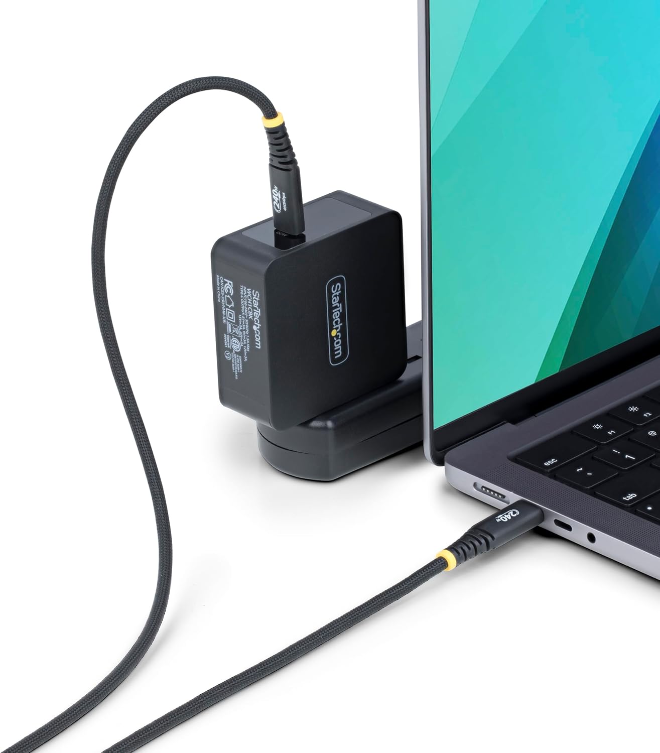 StarTech.com 1m (3.3ft) USB-C Charging Cable, 240W (5A) PD EPR, Dual-Layer Silicone/Braided Jacket, Laptop Charger Cord, USB-IF Certified