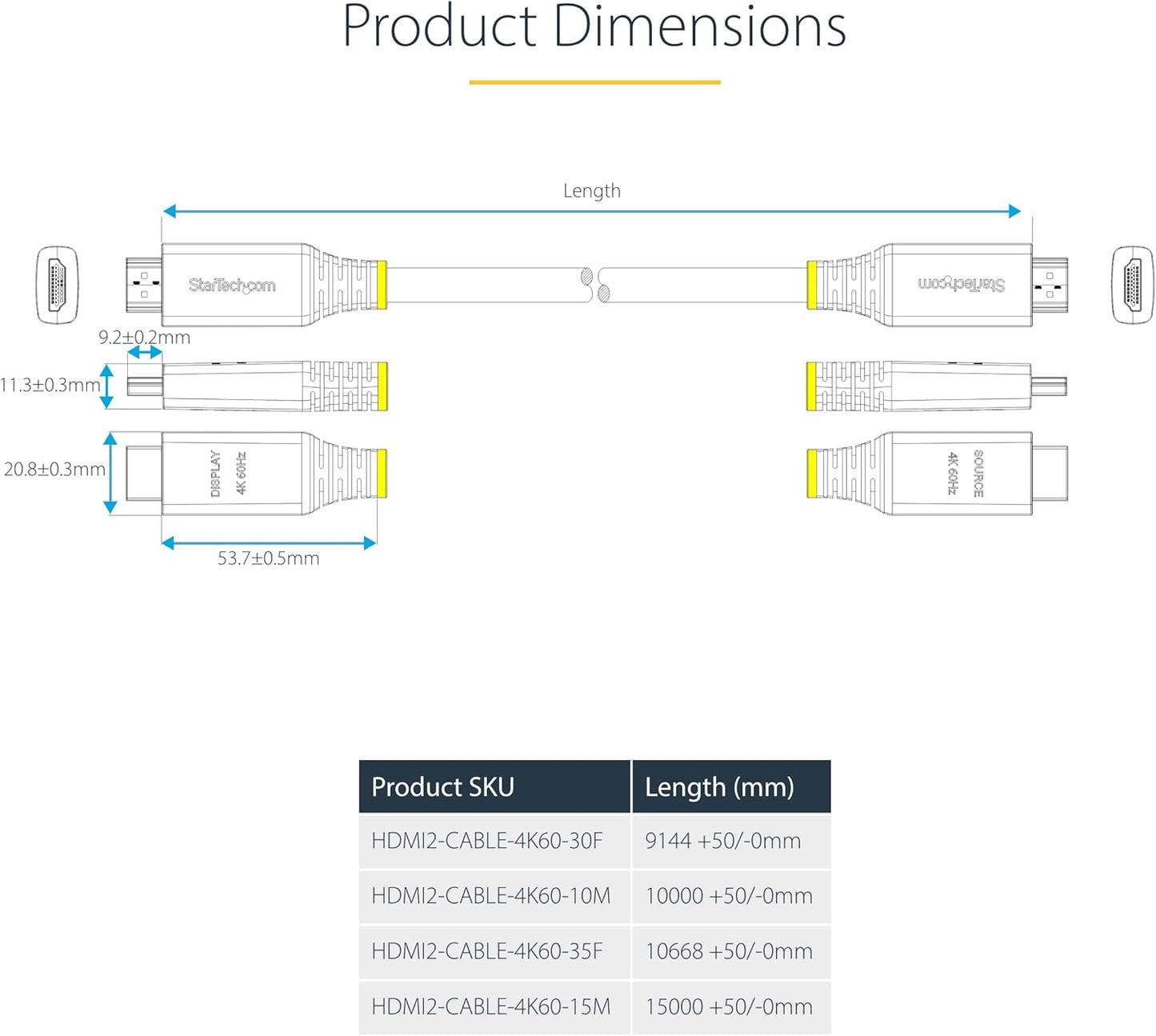 StarTech.com Câble HDMI Haut Débit Actif de 15m, 4K 60Hz/1440p 144Hz, HDR10/HDCP 2.2/ARC, 18Gbps, UHD HDMI 2.0, Gaine TPE