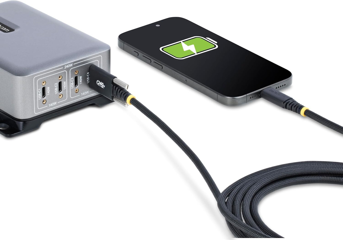 Startech 6.6Ft (2M) Usb-C Charging Cable, 240W, Silicone Jacket - Usb Cable - Usb-C (M) Straight/Locking To Usb-C (M) St