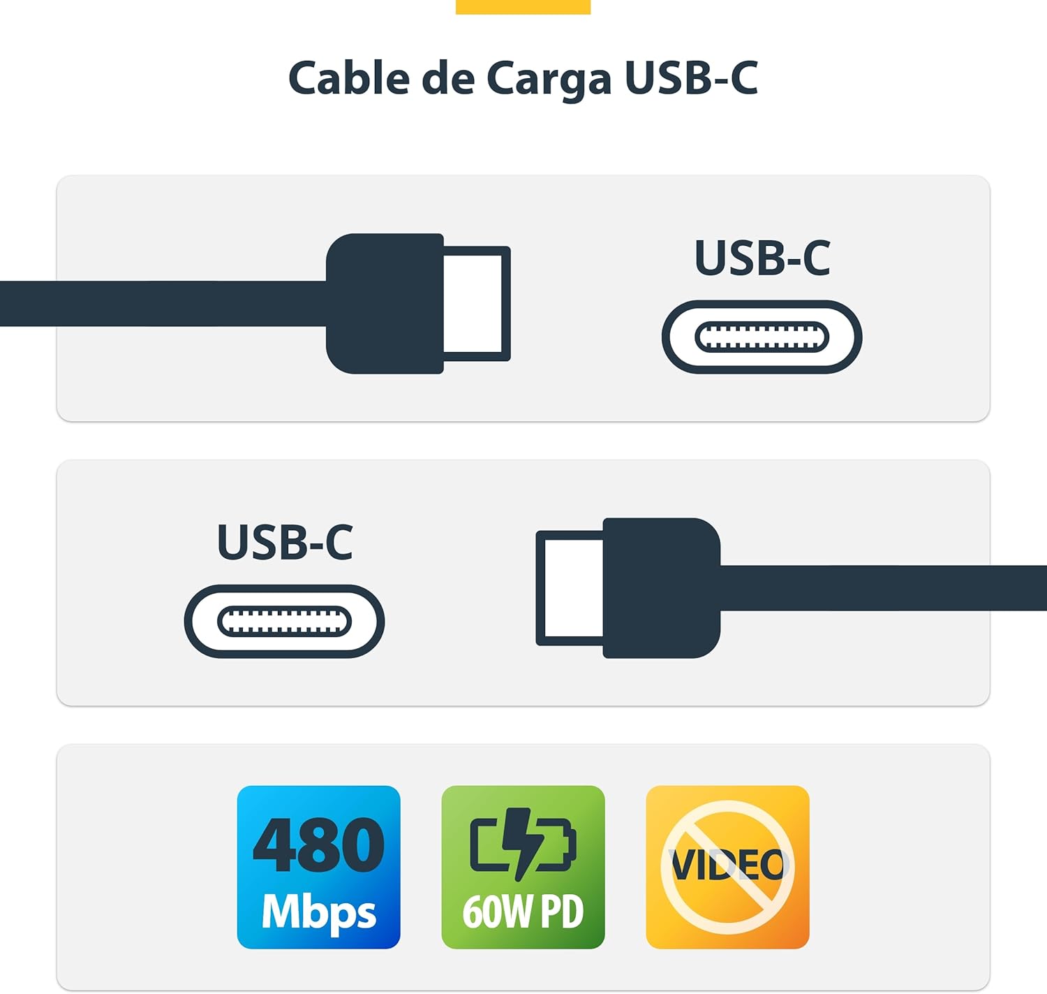 StarTech.com Cable de Carga USB-C de 4m - Cable Cargador USB Tipo C - Cable Cargador USB-C para Portátil - USB 2.0 - PD 60W