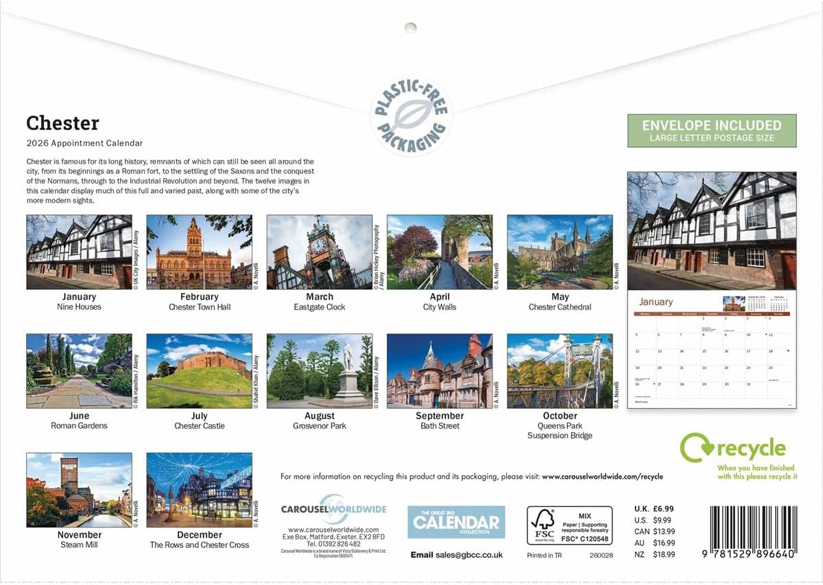 Chester 2026 A4 Wall Calendar