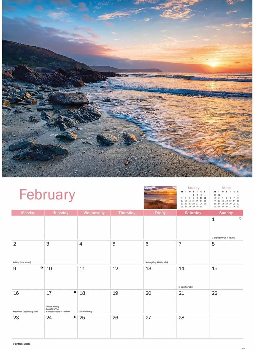 Cornish Sunsets 2026 A4 Wall Calendar