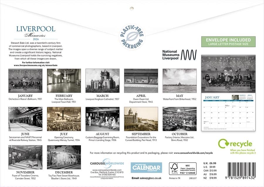 Carousel Worldwide, Liverpool Memories 2026 A4 Wall Calendar