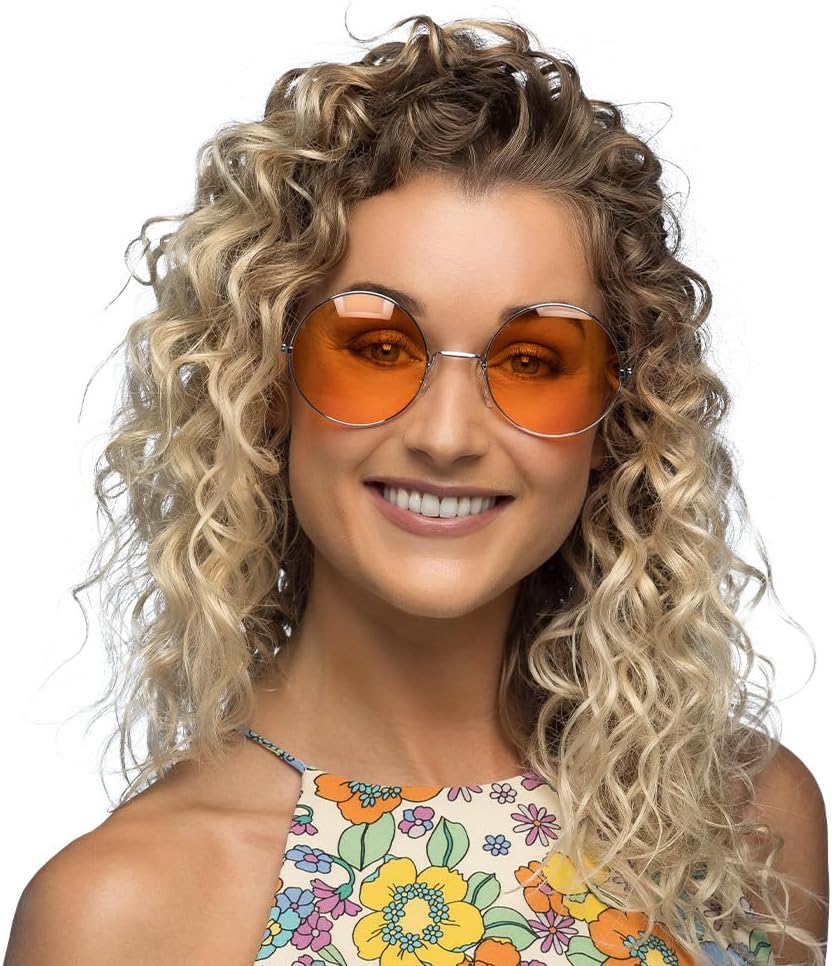 Boland - XL Hippie Partybrille, Brille für Erwachsene, Spaßbrille, Festival, Karneval, Fasching, Mottoparty