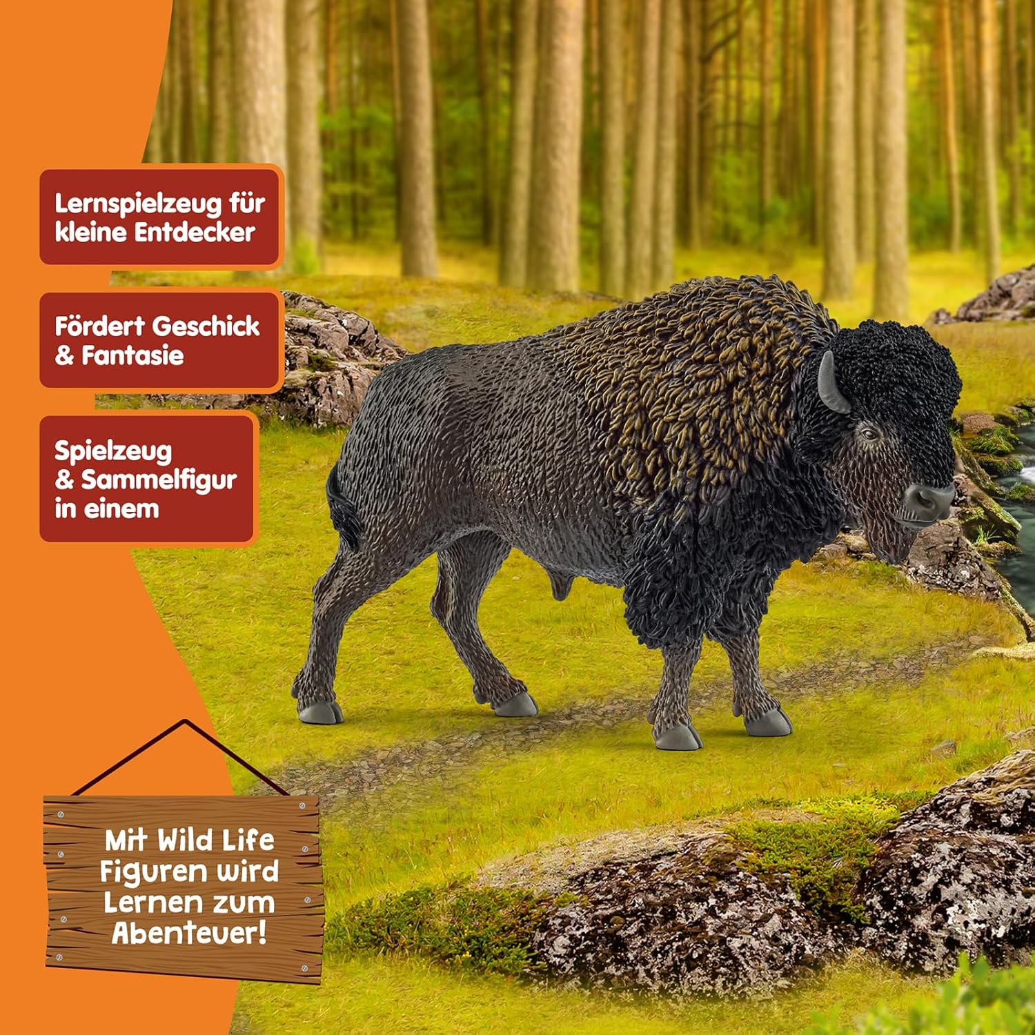 schleich WILD Life | Bison 14879 | detailgetreue Tierfiguren | Zoo Spielzeug | tolles Geschenk für Jungen und Mädchen | Deko für Geburtstag | Spielfigur ab 3 Jahren | 13 x 4 x 8 cm