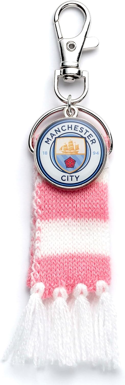 The Carat Shop Manchester City Football Club Pink Scarf and Logo Charm Backpack Hanger