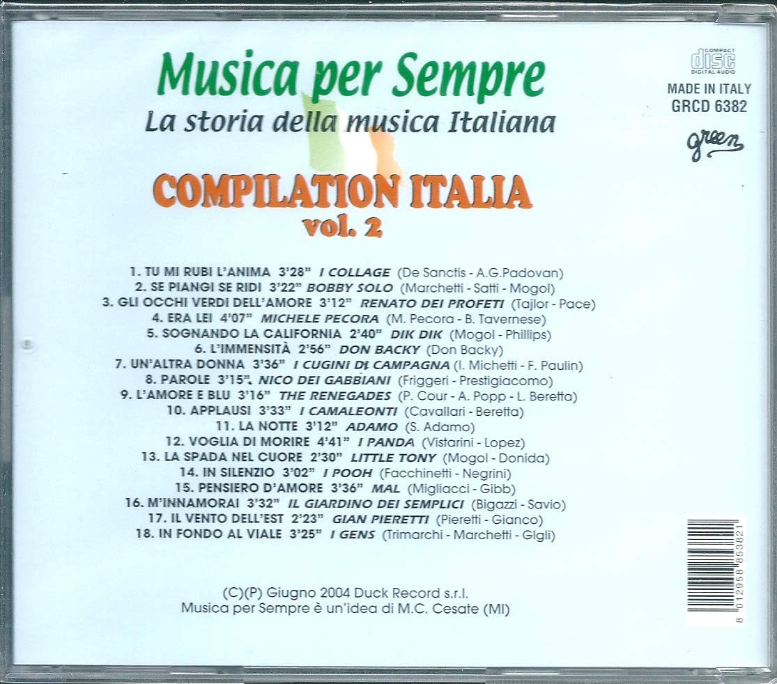 Compilation Italia vol. 2 Musica per Sempre La storia della musica Italiana