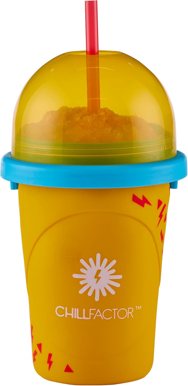 ChillFactor Colour Shock slushy maker Super Sunburst- Herbruikbare slushy maker cup, zelfgemaakte slushies. Knijp beker slushy maker Keuken speelgoed, Oranje