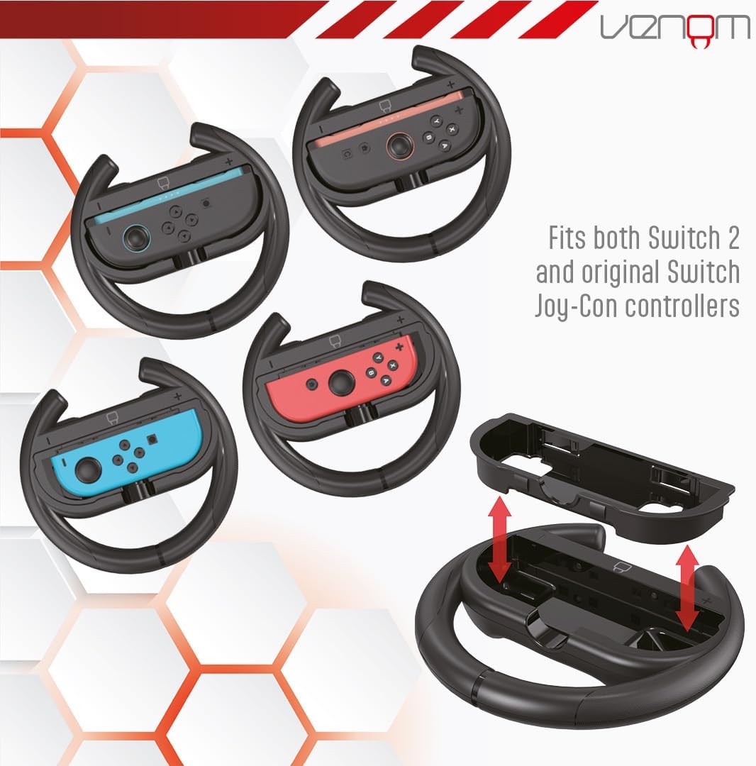 Venom Switch 2 Steering Wheel Twin Pack for Mario Kart World (Nintendo Switch 2