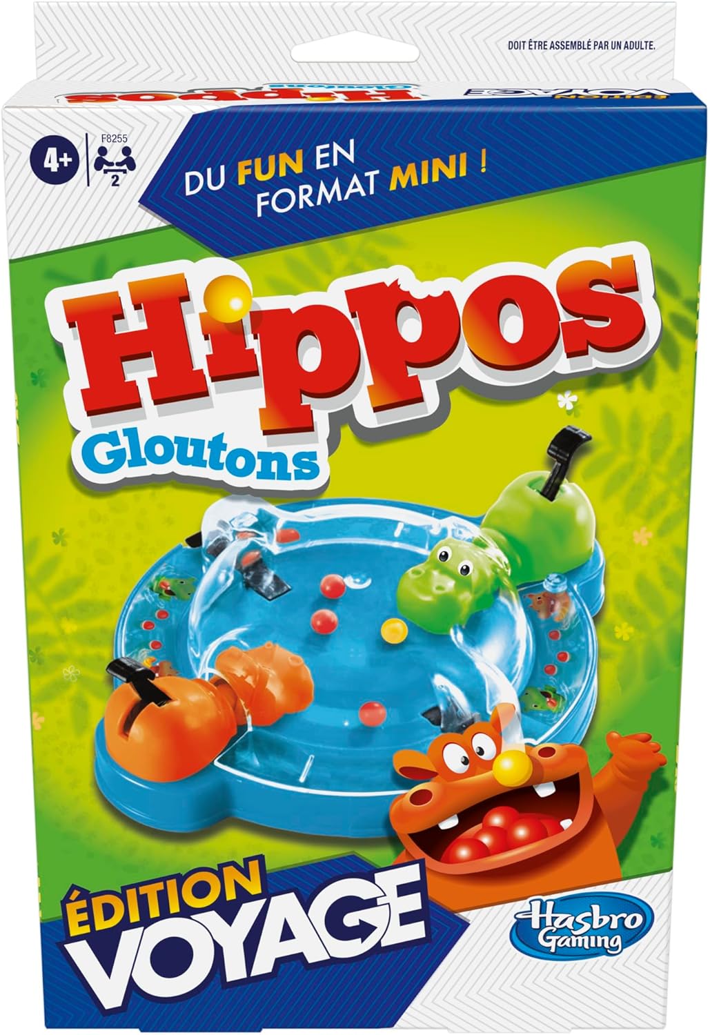 Hasbro Gaming Hippos Gloutons Travel Edition Game, Portable Game for 2 Players, Travel Games for Kids, Includes 2 Hippos, Perfect for Summer