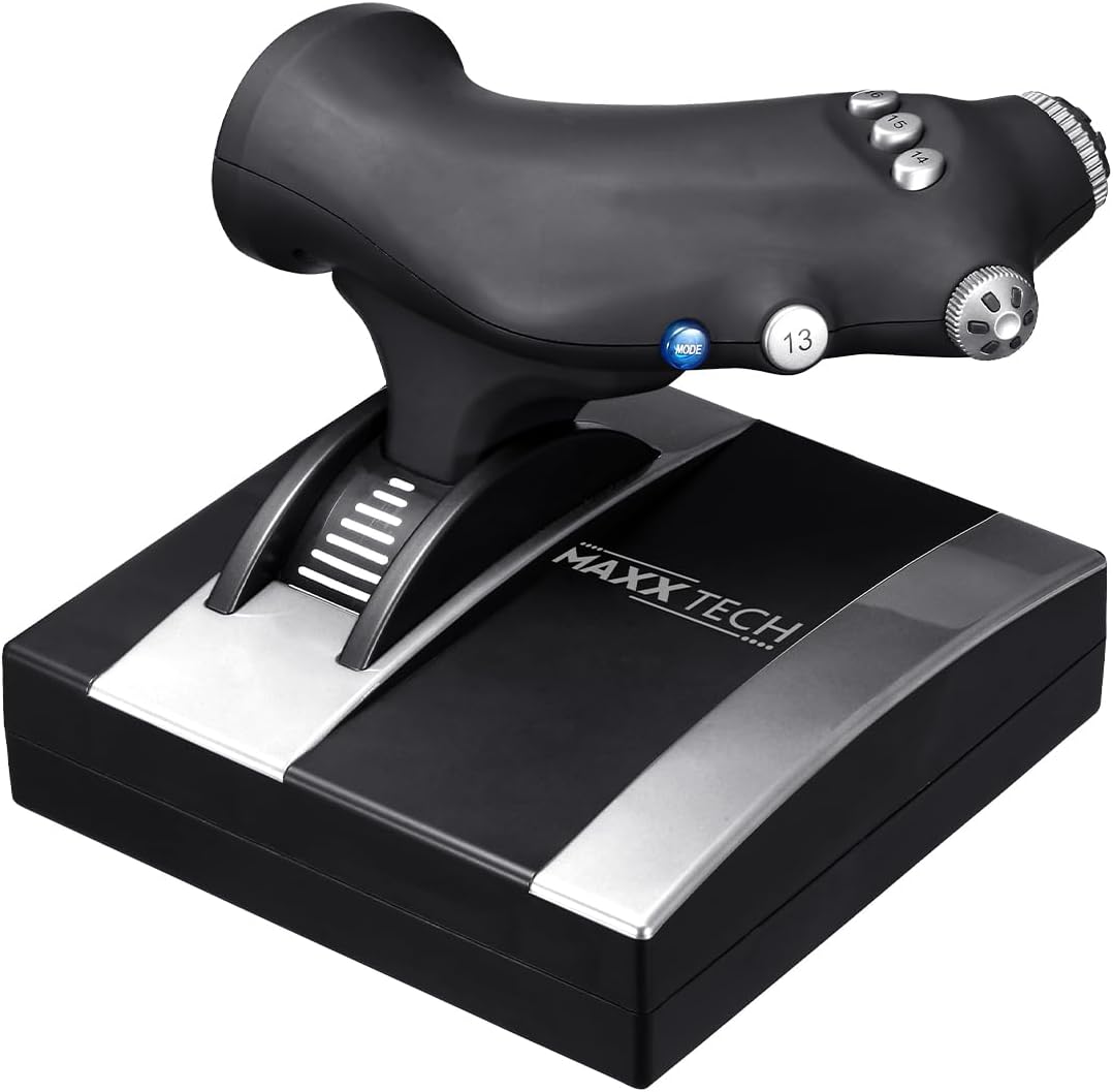 MAXX TECH HOTAS Pro Flight Combo Kit für PC, Xbox & PS4, Joystick - 8-Wege-HAT-Schalter, Schnellfeuer-Auslöser, Dreh-Ruder-Steuerung & Schiebeachse