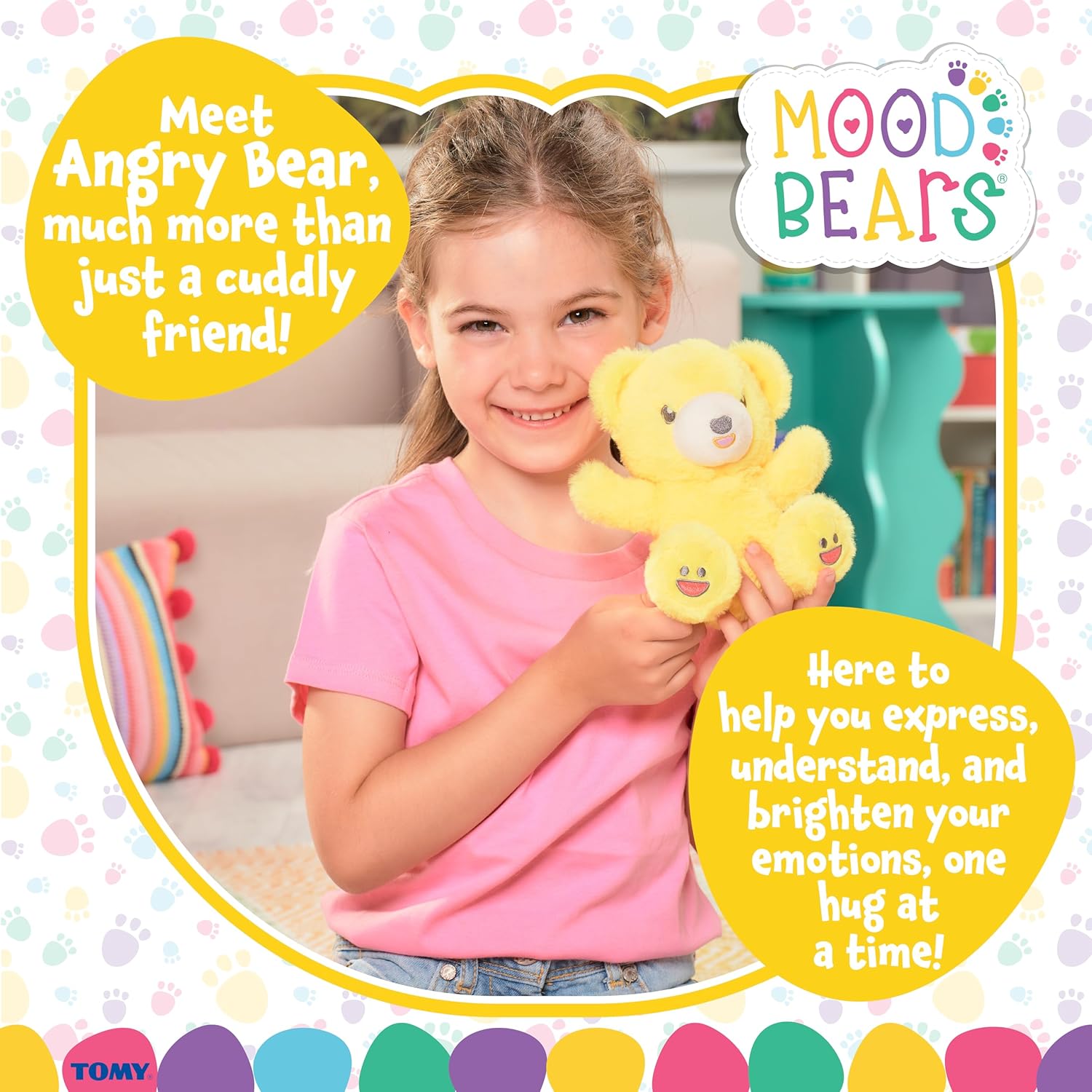 Mood Bears® Happy Bear (Mini) – Soft Yellow Teddy Bear for Kids & Adults, Cute Plush Toy for Birthday, Love & Positivity