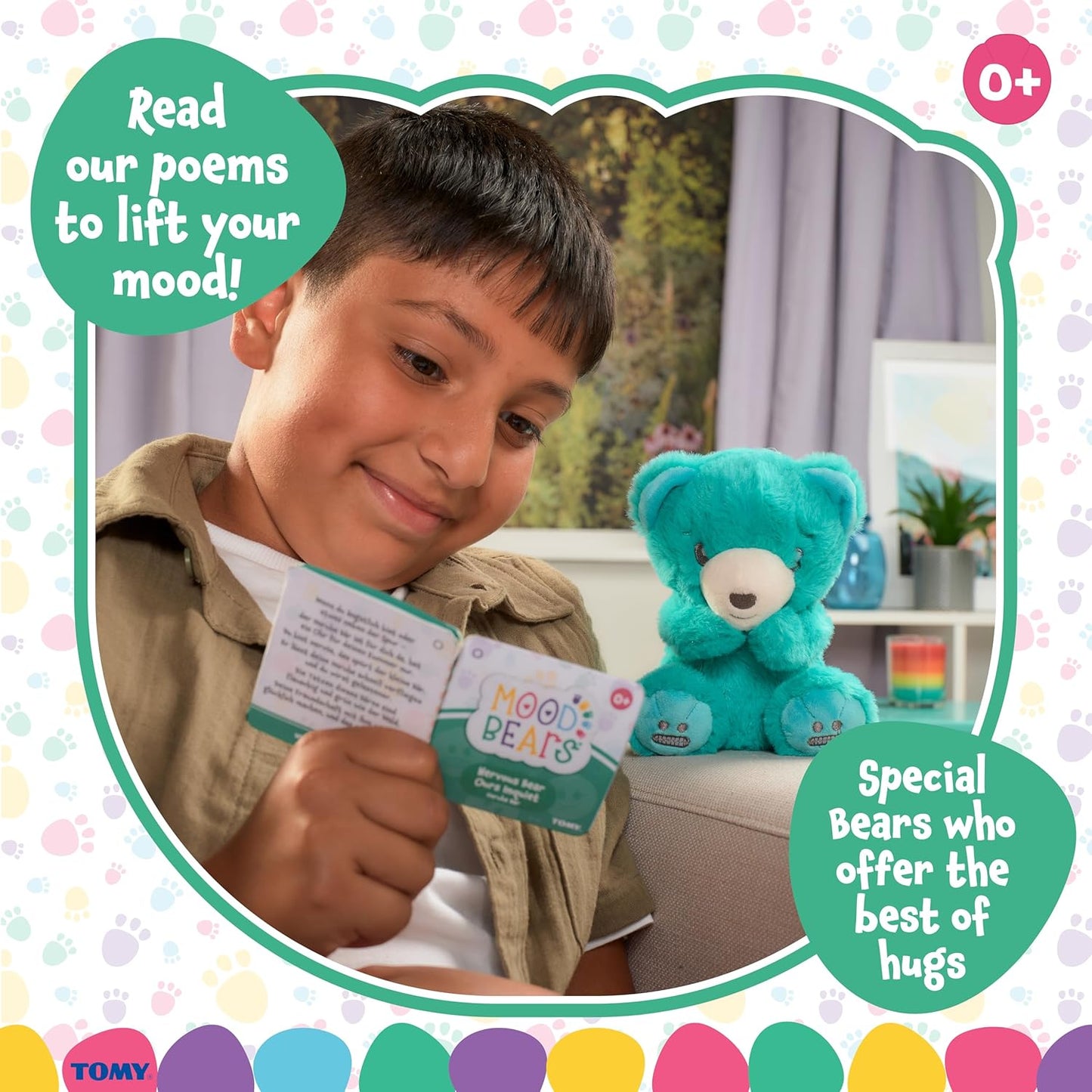 Mood Bears® Nervous Bear (Mini) – Teal Teddy Bear for Kids & Adults, Emotional Support Plush for Overcoming Worries & Building Confidence