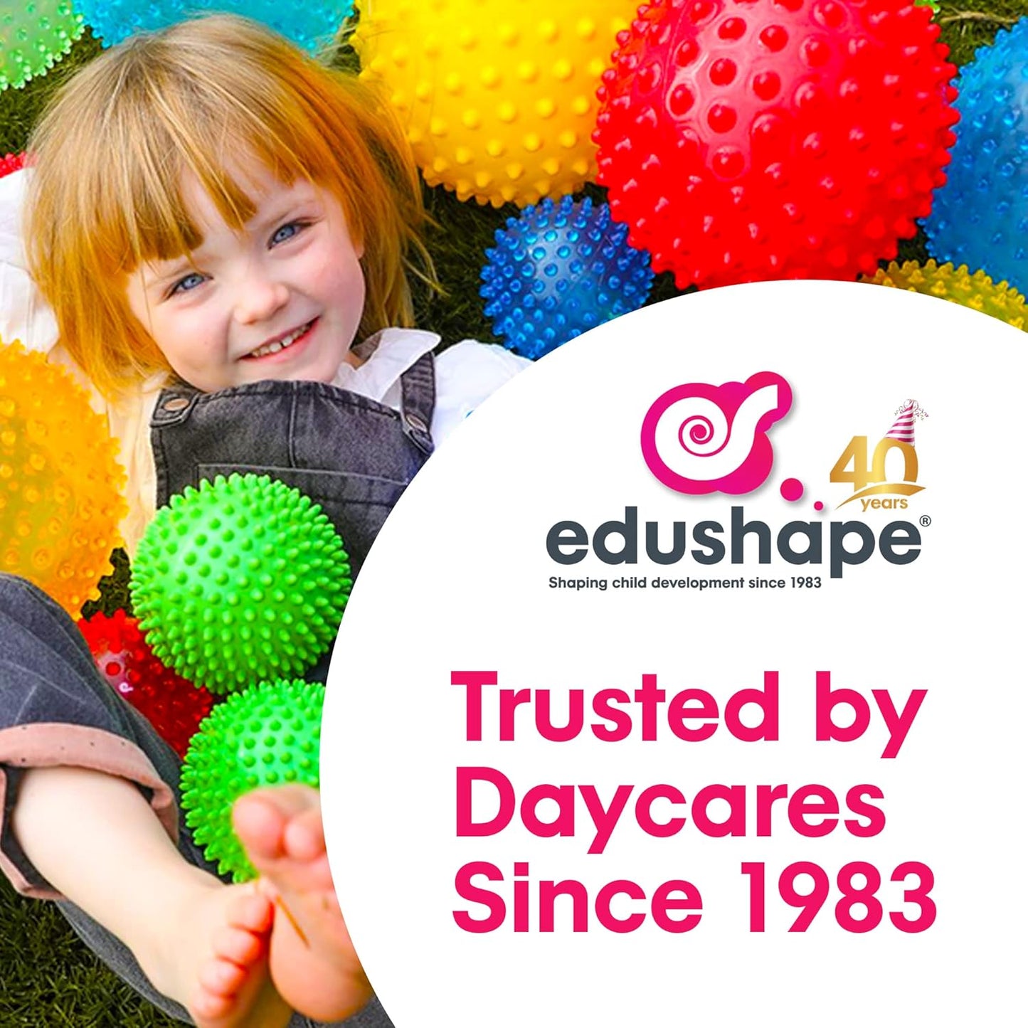 Edushape Originele sensorische bal - 17,8 cm babybal voor de ontwikkeling van grove motorische vaardigheden bij kinderen vanaf 6 maanden - levendig, kleurrijk en uniek