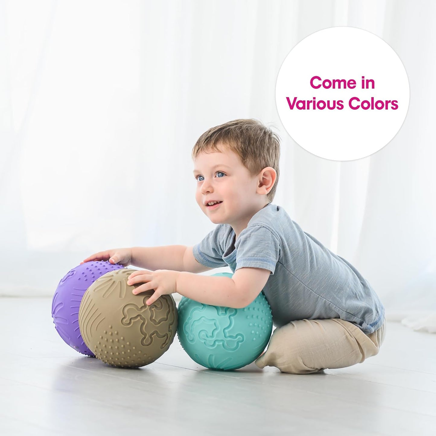 Edushape Texture-iffic sensorische bal voor baby - 17,8 cm babybal voor kinderen met 8 secties van verschillende tactiele patronen