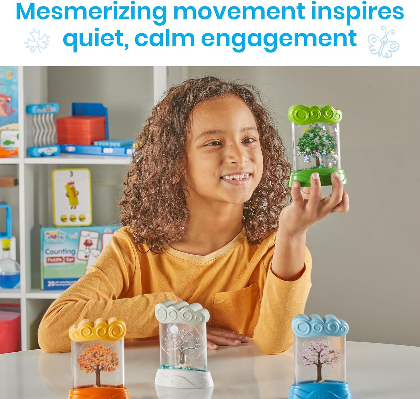 Learning Resources Changing Seasons Sensory Tubes, Sensory Fidget Tubes, Ages 3+, Learning Weather for Kids, Anxiety Calming Tools, Stress Relief Toys, Calm Down Corner Supplies