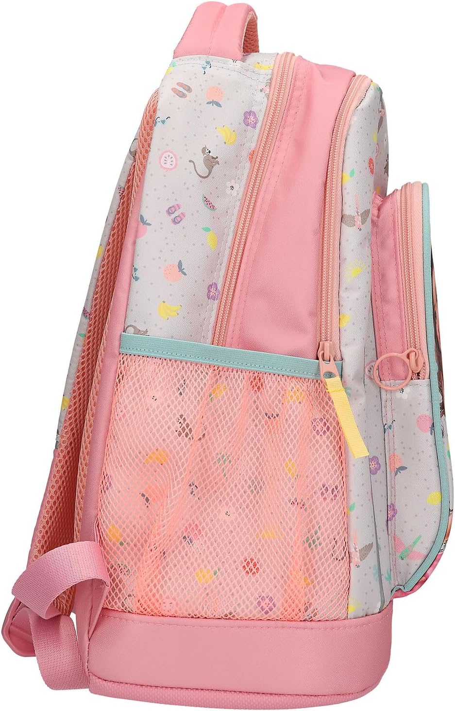 Depesche TOPModel Juicy 13331 School Backpack Trolley in Pink and Green with Model Motif and Flower Pattern, School Bag with Telescopic Handle and Wheels