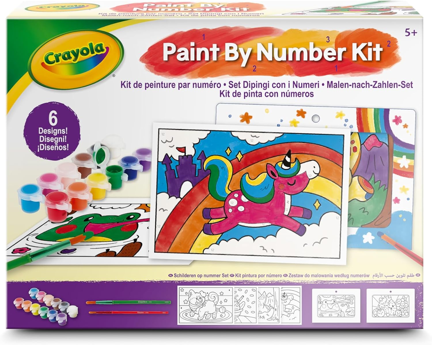 CRAYOLA - Set Dipingi con i Numeri, con Tempere Lavabili e Pennelli, Attività Creativa per Bambini, dai 5 anni in sù, 04-2949