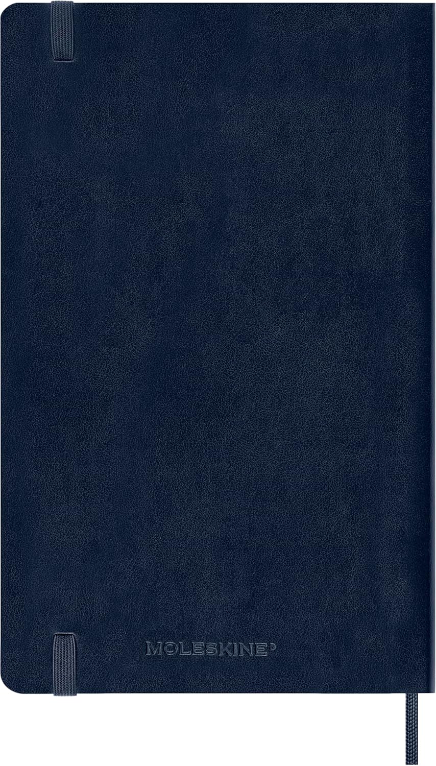 Moleskine Wochenplaner, Wochenagenda 2026 12 Monate mit Platz für Notizen, mit weichem Einband und Gummibandverschluss, Großformat 13x21, Farbe Blau