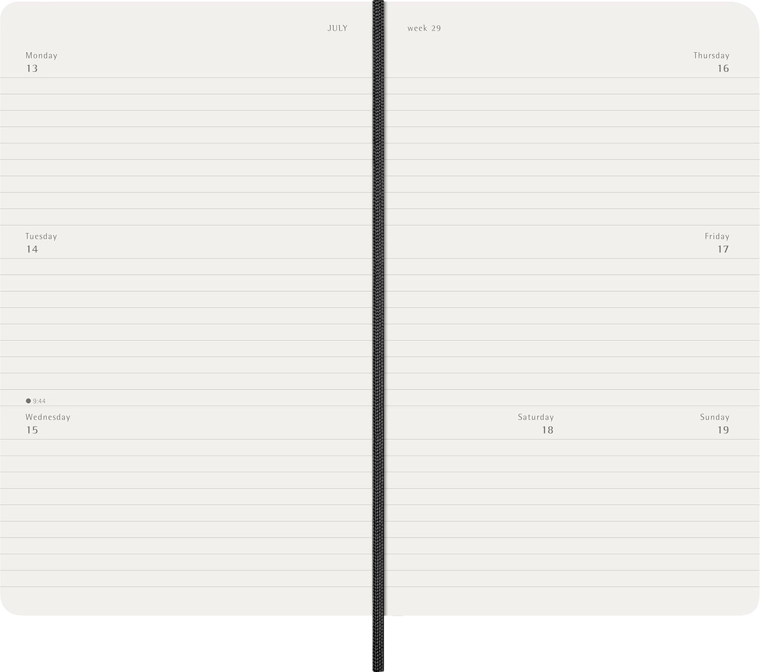 Moleskine Weekly Planner, Horizontal Weekly Agenda 2026 12 Months, With Soft Cover and Elastic Closure, Large Format 13x21, Black Color