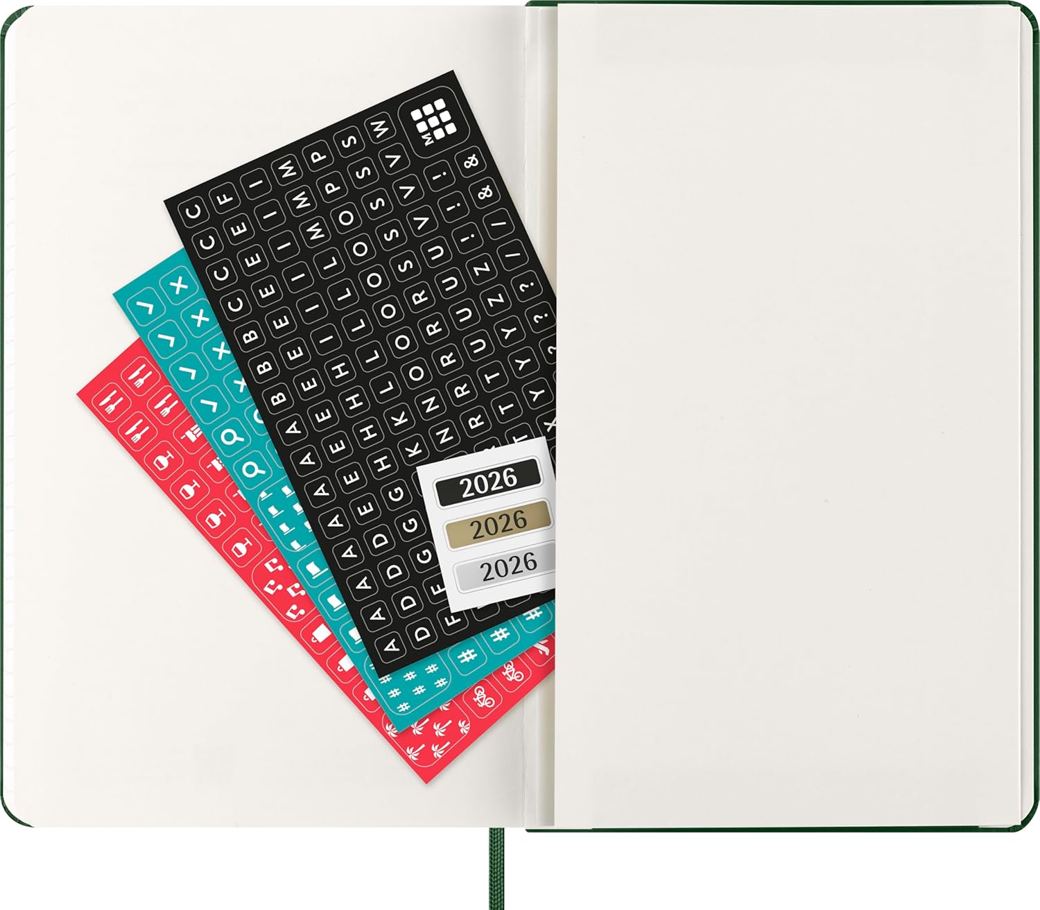 Moleskine Wochenplaner, Wochenagenda 2026 12 Monate mit Platz für Notizen, mit festem Einband und Gummibandverschluss, Großformat 13x21, Farbe Grün