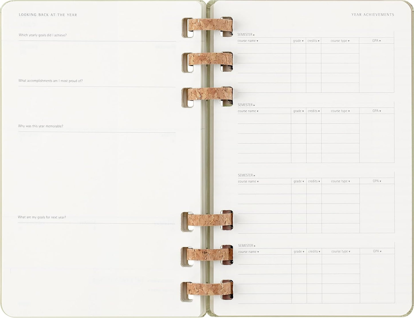 Moleskine Student Life Planner 2025-2026, Weekly and Monthly Spiral 12 Month Diary with Soft Cover, Crush Kiwi Colour, Large Size 15 x 21 cm