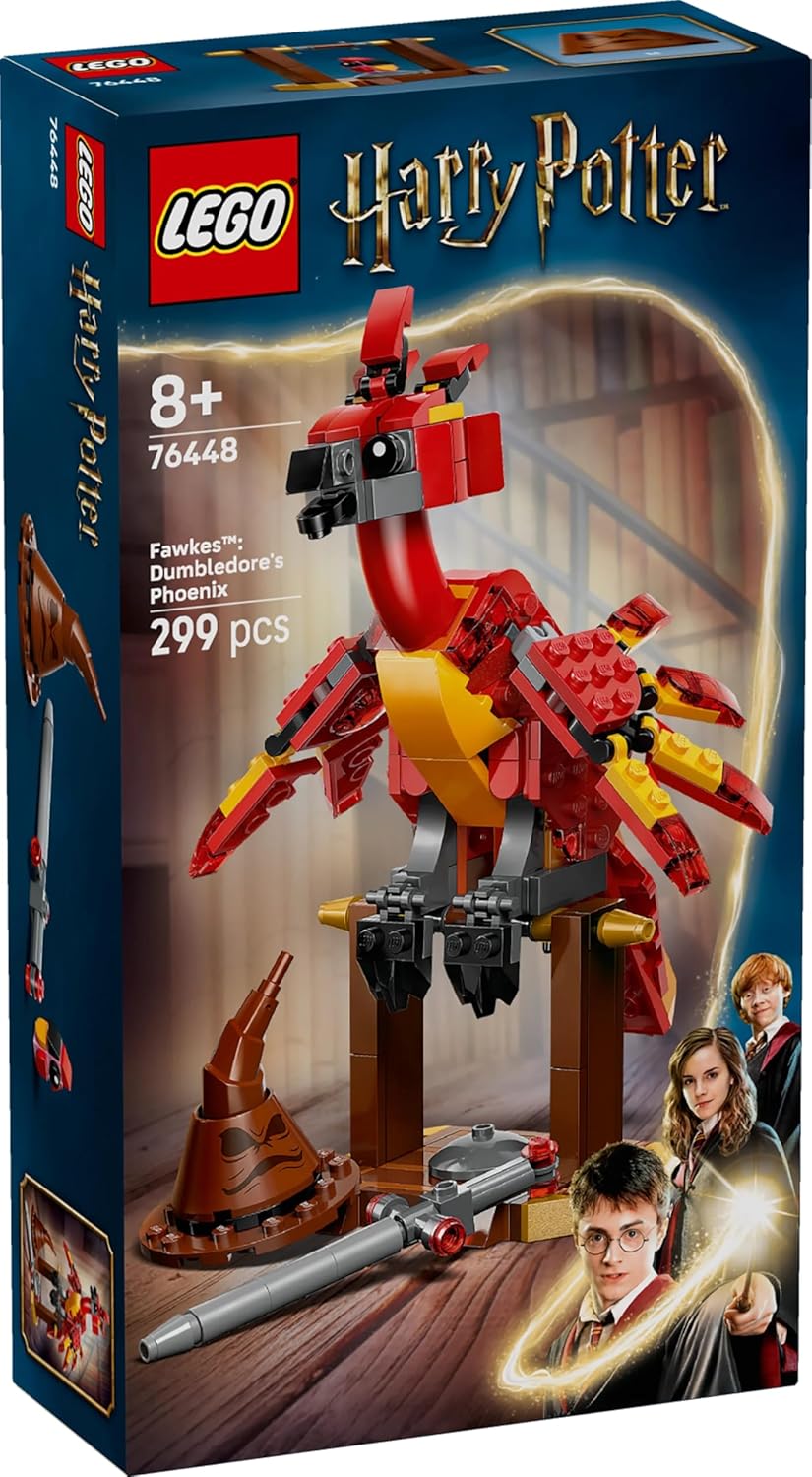 LEGO Harry Potter Fawkes: Dumbledore’s Phoenix Toy – Play & Display Bird Figure – Incl. Sorting Hat & Sword of Gryffindor – Birthday Gift for 8+ Year Old Girls & Boys - 76448