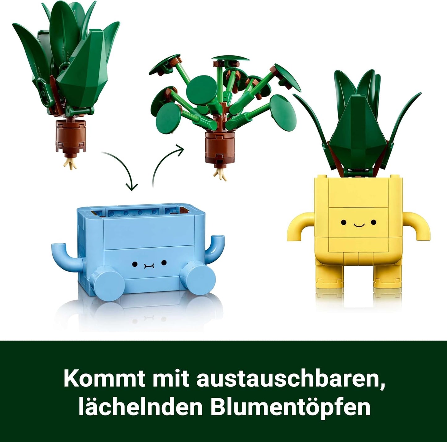 LEGO Botanicals Fröhliche Pflanzen - Spielzeug für Kinder mit 2 künstlichen Pflanzen, 2 bunten Blumentöpfen & austauschbaren Cartoon-Gesichtern – Geschenk für Mädchen und Teenager ab 9 Jahren – 10349