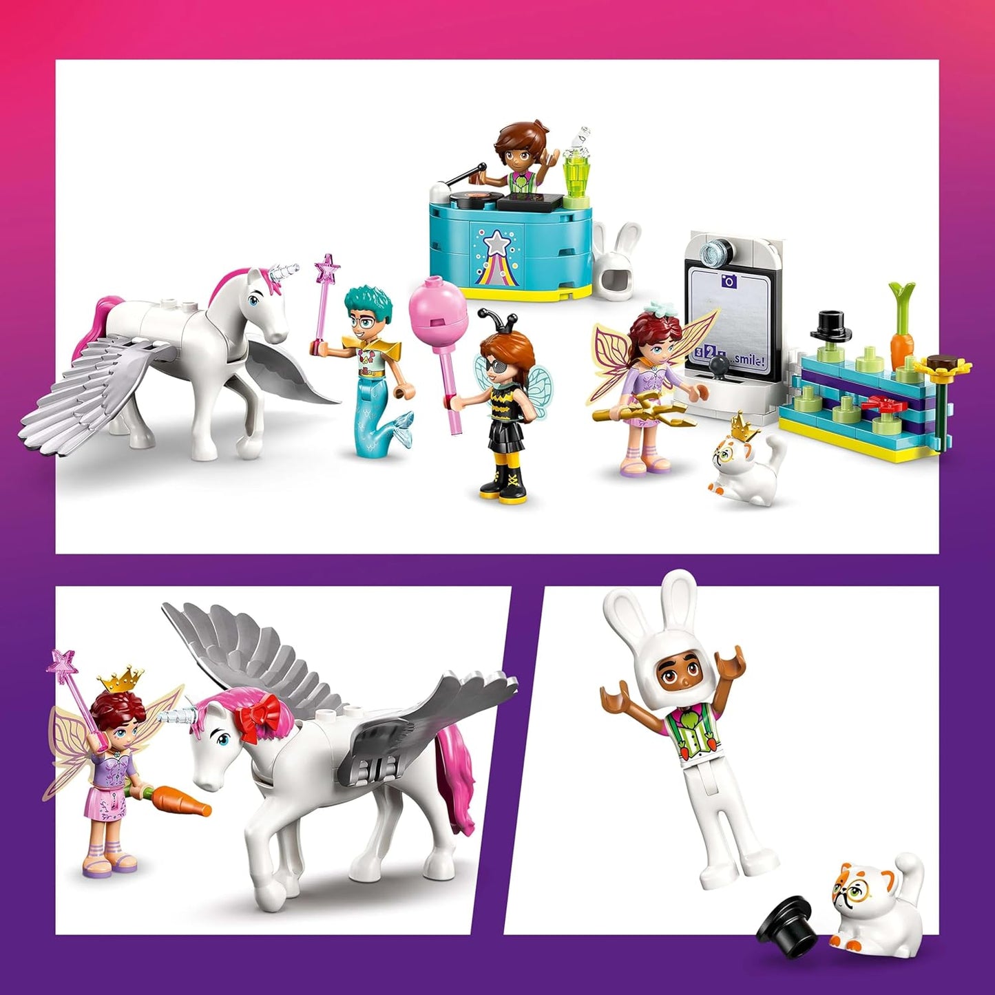 LEGO Friends Costume Party with Unicorn & Fairy - Toy for 6+ Year Old Girls, incl. a Stage, DJ Booth, 4 Mini Dolls, Churro the Cat & a Horse Figure, Plus Fun Accessories, Gift Idea - 42661