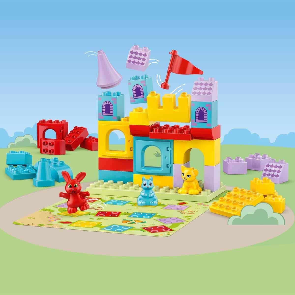 LEGO DUPLO Hopsy's Castle Game - Educational Motor Skills Toy for Toddlers - incl. 3 Animal Figures, a Toy Castle & a Board Game with a Spinner - Birthday Gift for 3+ Year Old Girls & Boys - 10450