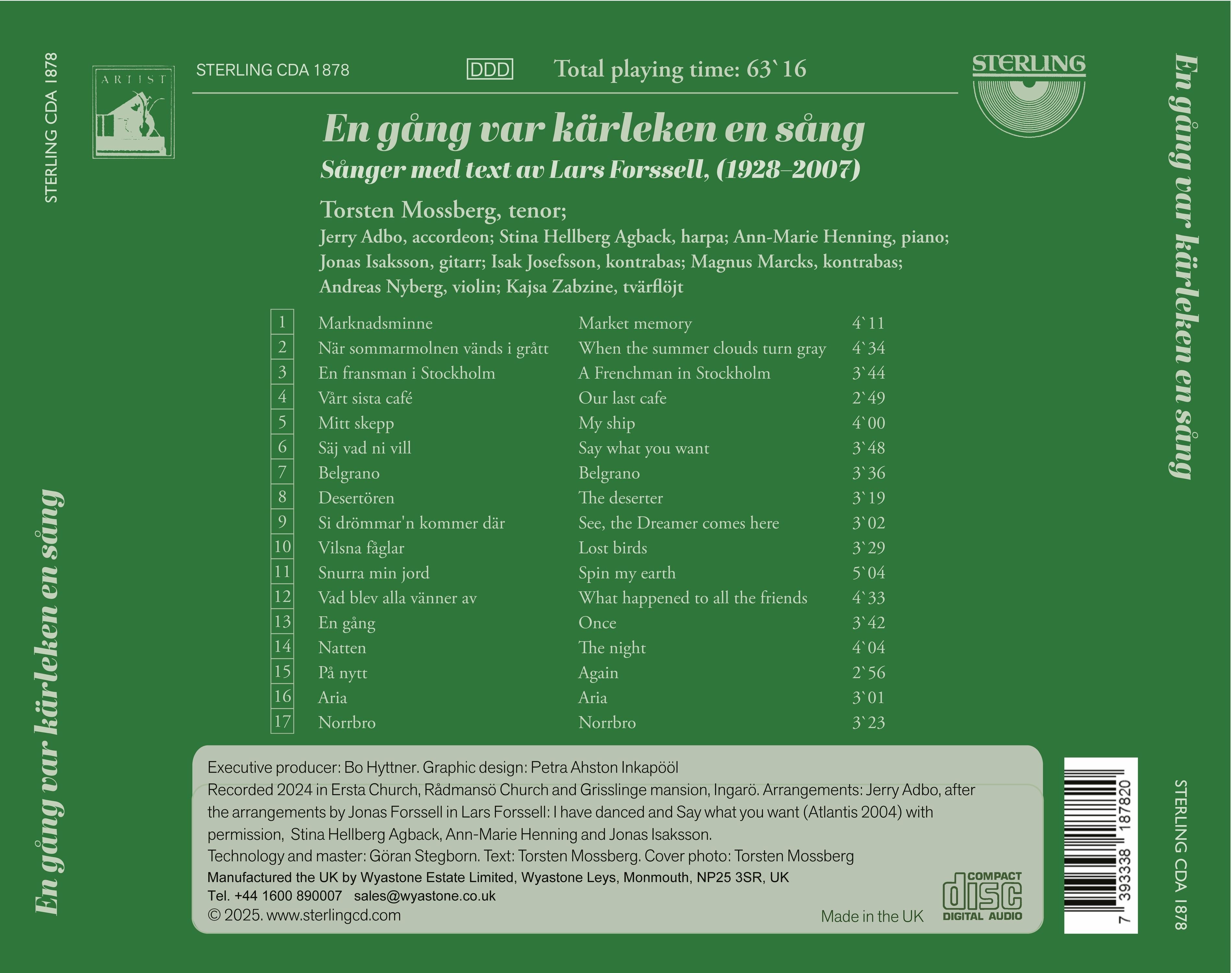 Once Love Was a Song: Songs With Lyrics By Lars Forssell