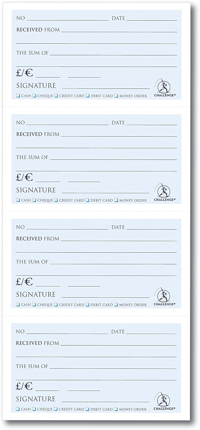 Challenge 280 x 141 mm Wirebound Receipt Book, 200 Sets, White
