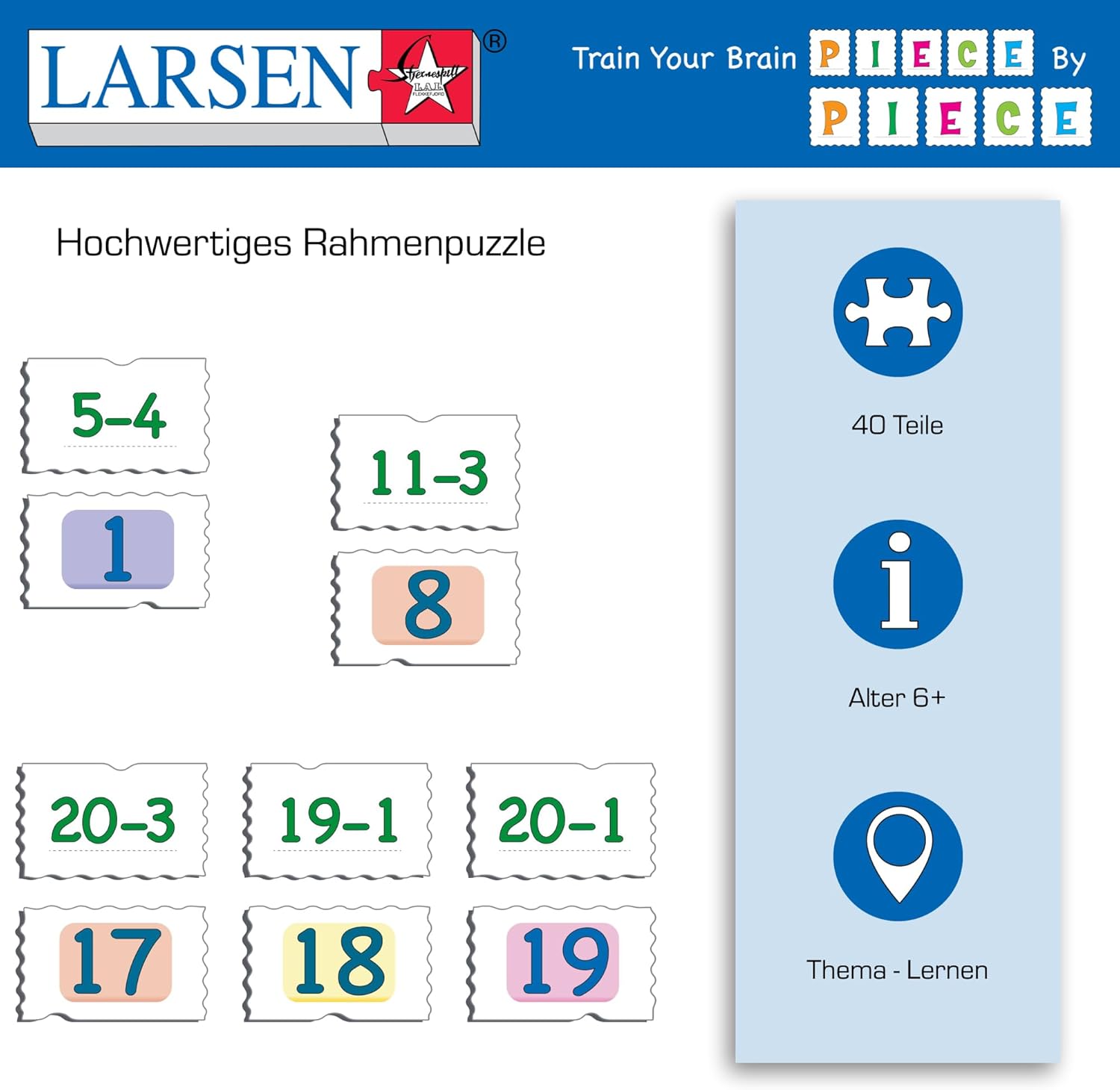 Selecta - Larsen Memopuzzel - Aftrekken met Getallen van 0-20 40st.