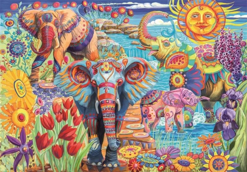 Clementoni - Clementoni Legpuzzel Kunstwerken Olifanten Carnaval 500st.