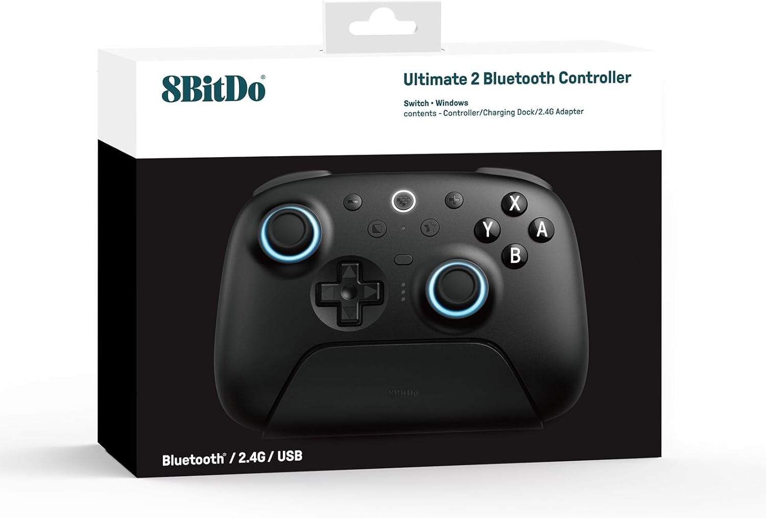 8Bitdo Ultimate 2 Bluetooth Controller for Switch, Switch 2 & Windows PC, Switch Pro Controller with TMR Joysticks, Switchable Hall Effect/Tactile Triggers, Vibration and Motion Control, RGB, Black
