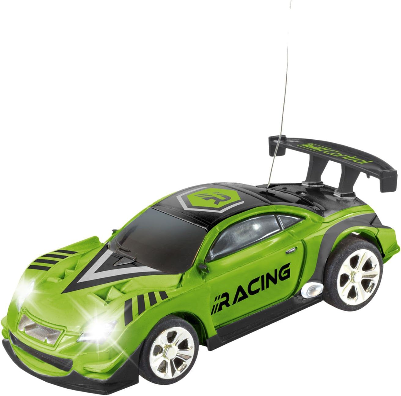 Revell Control 23560 Mini Remote Control Car Racing Car Green, With 40 MHz Control, In a Can Container, Includes Traffic Cones, 8cm in length