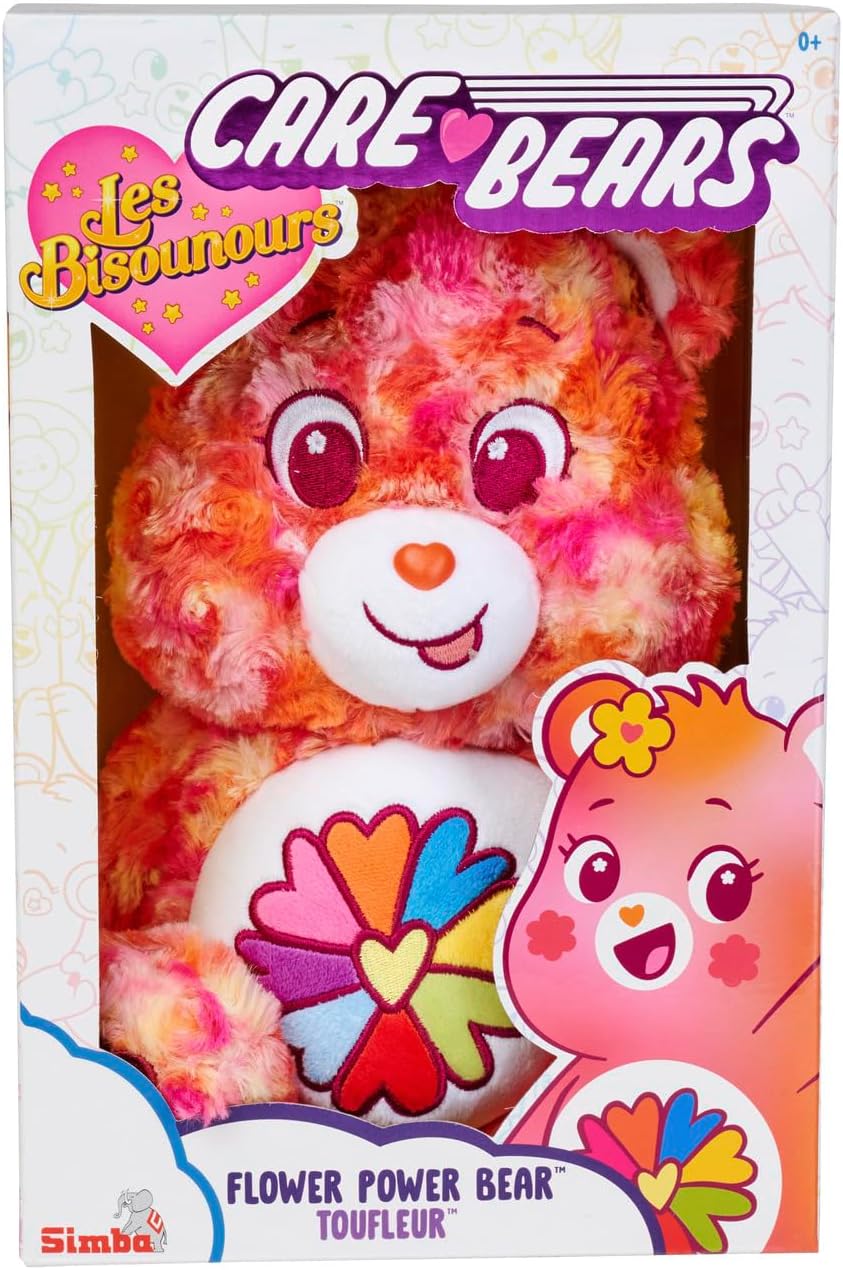 Simba 6305878001 - Glücksbärchi, Flower Power Bärchi, 35cm, Care Bears Plüschfigur