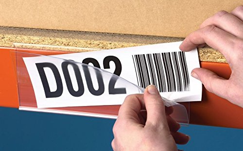 Beaverswood Magnetic Ticket Holder (Clear) With Card Insert (White) For Shelving and Racking H25mmxW200mm (Pack 50) - TS