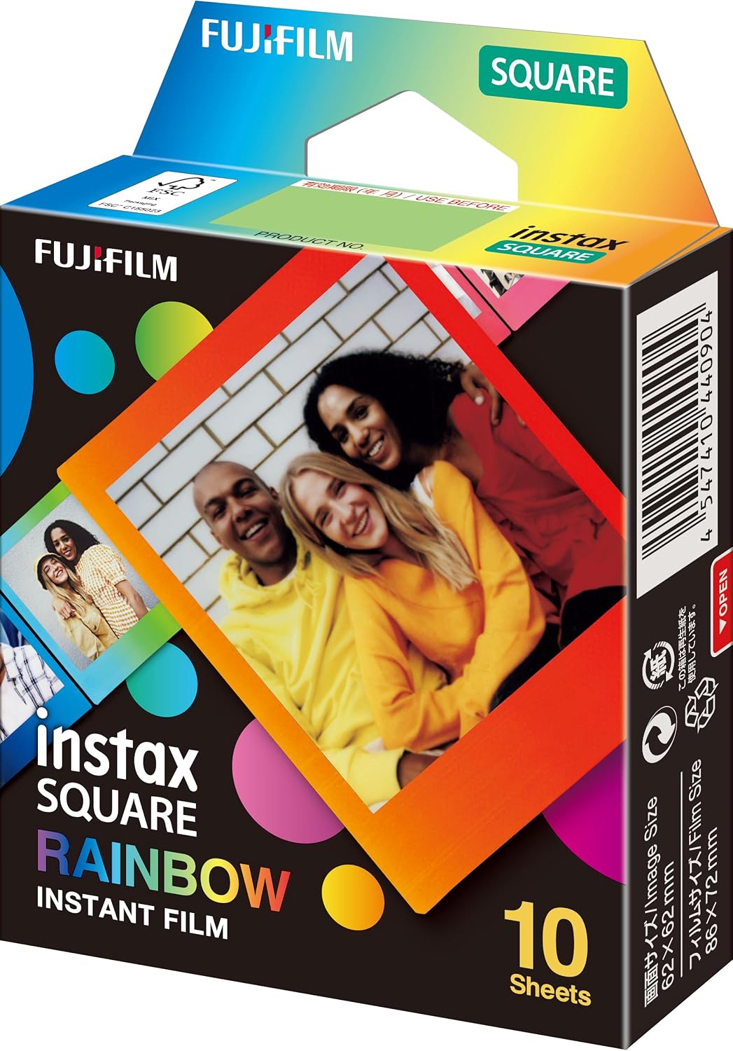 instax™ SQUARE film, Rainbow, 1x10