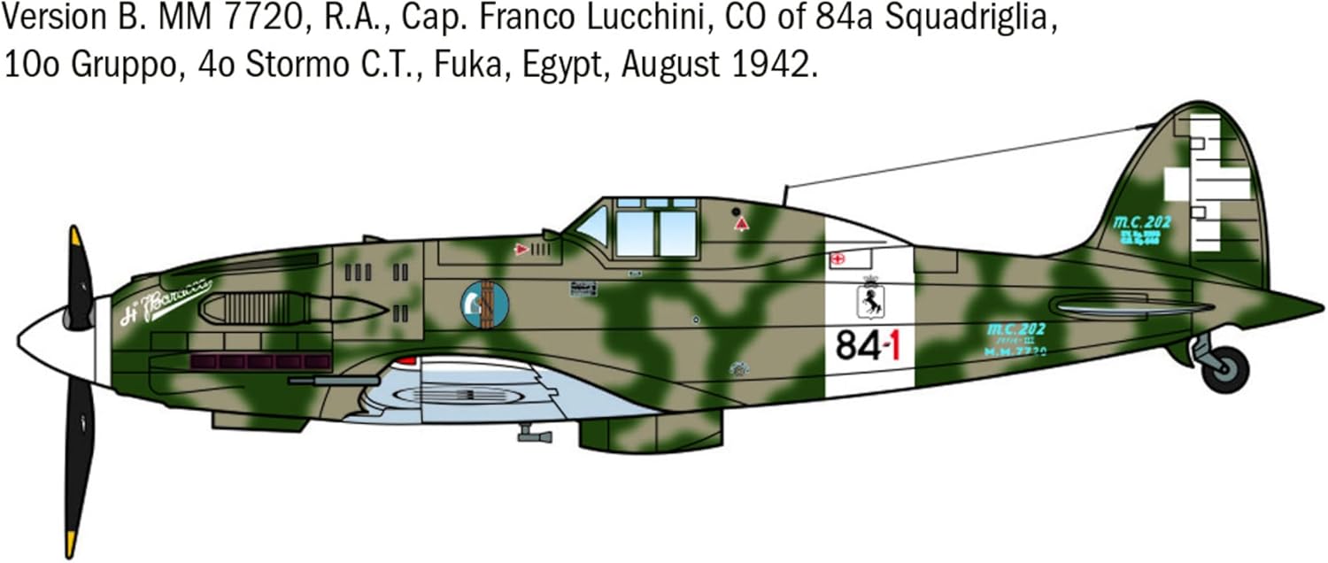 Italeri IT1/72 WW2 IT1481 IT1481 MCCHI MC.202 Folgore Ace Plastic Model