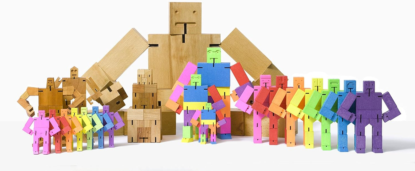 Areaware Multi-Colour Small Cubebot Wooden Mechanical Puzzle, 1 Set, 1 Item, 1 Piece, Ages 3+