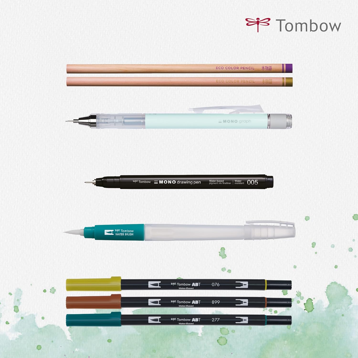 Tombow Urban Sketching Set Japan Edition, High-Quality Artist Pencils & Instructions, Brush Pens & Waterbrush for Watercolours, Metal Box for Storage