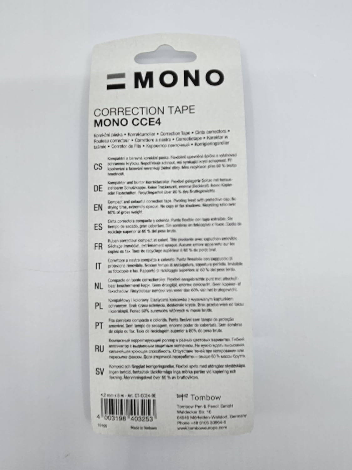 Tombow Correttore a nastro mini, mittiges abrollen, 4.2 mm x 6 m, in blister