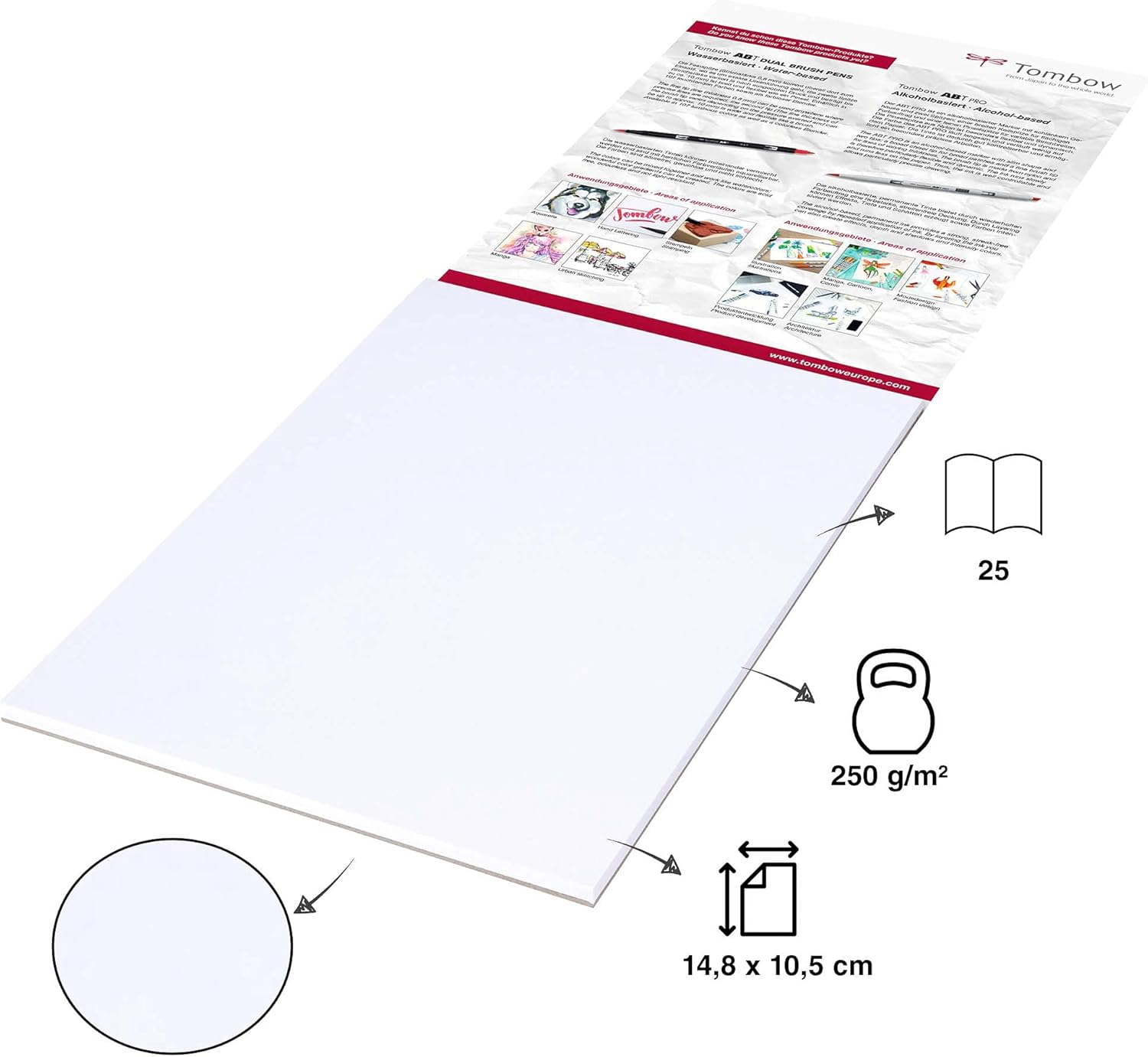 Tombow Bristol Paper A6 (14.8 x 10.5 cm), 250 g/m², 25 Sheets