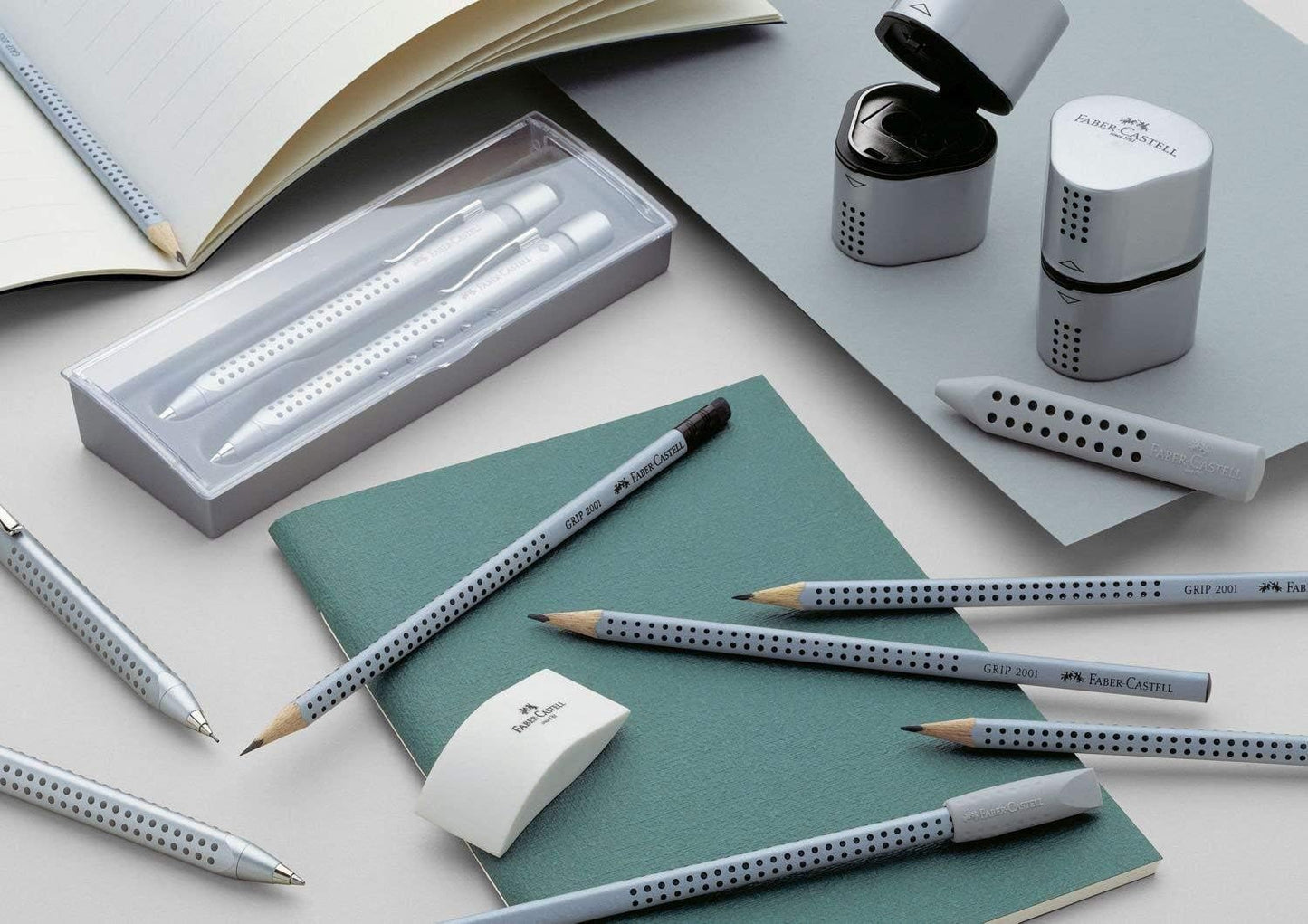 Faber-Castell Grip 2001 Pencils HB, barrel colour: selectable. Silver