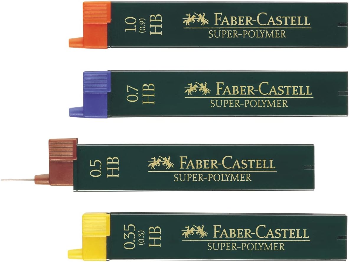 Faber-Castell Miscellaneous Super-Polymer Fineline Lead, 0.5mmBlack, HB, For Art, Craft, Drawing, Sketching, Home, School, University, Colouring