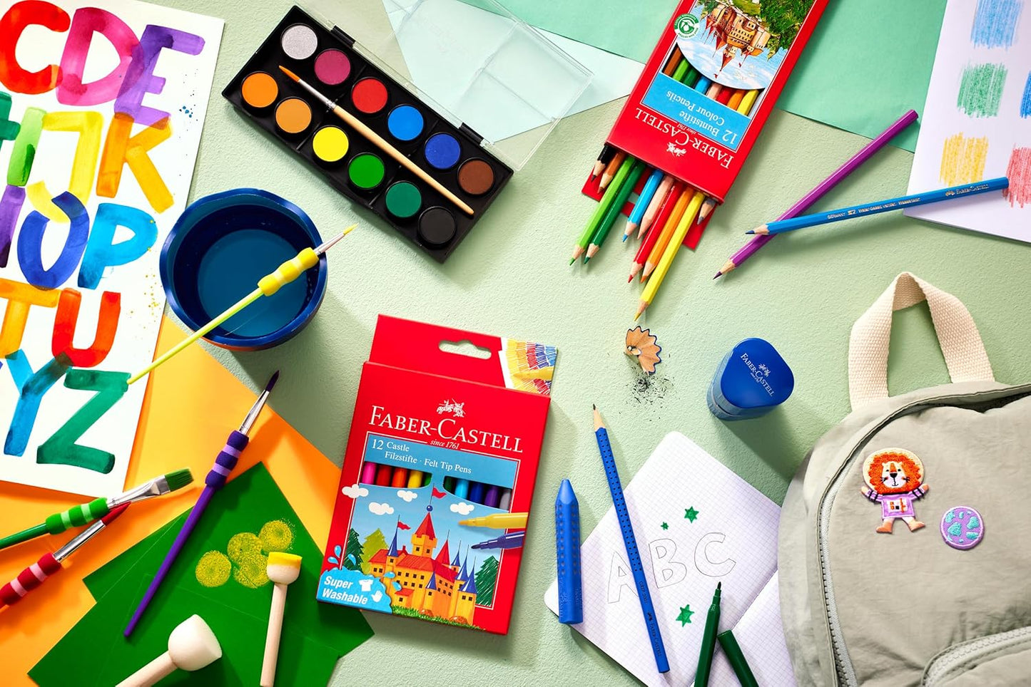 Faber-Castell Watercolour Paint Box - 12 Colours, Small Version