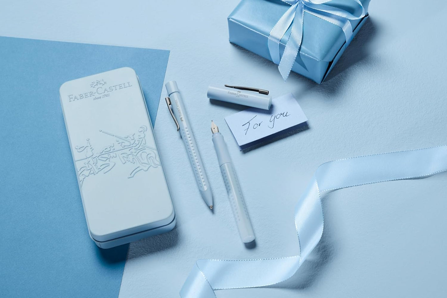 Faber-Castell Grip 2010 140849 Fountain Pen, Nib Width F, Sky Blue, Pack of 1